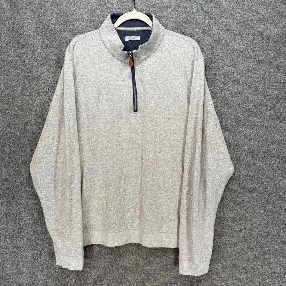 Collars & Co. Sweater Mens 2XL Gray 1/4 Zip Cotton Modal Soft Comfort Casual